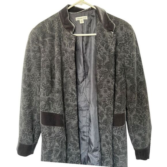 Coldwater Creek Gray Jacquard Riding Jacket Size 14 Classic Mature Equestrian - Picture 3 of 10